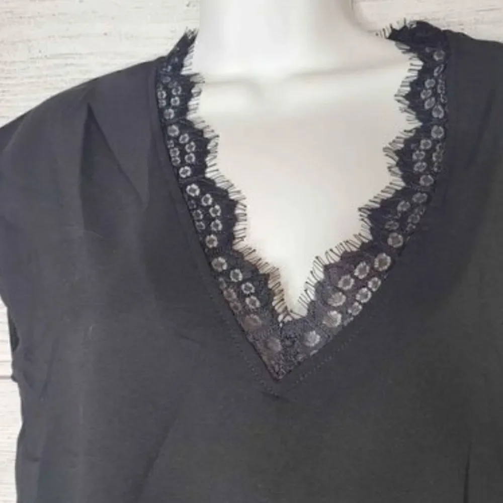 Women's Loose Fit Fringe V Neck Top Small‎ - Picture 2 of 5